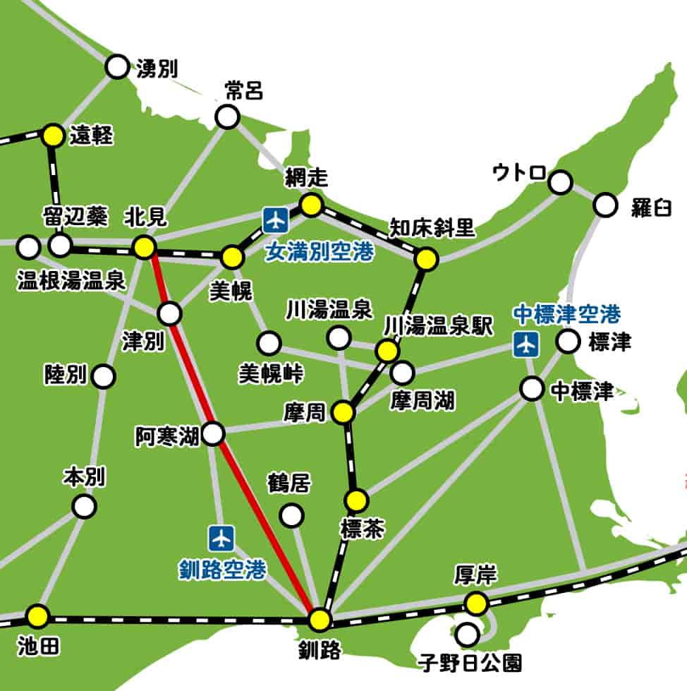 阿寒行きのバス路線マップ