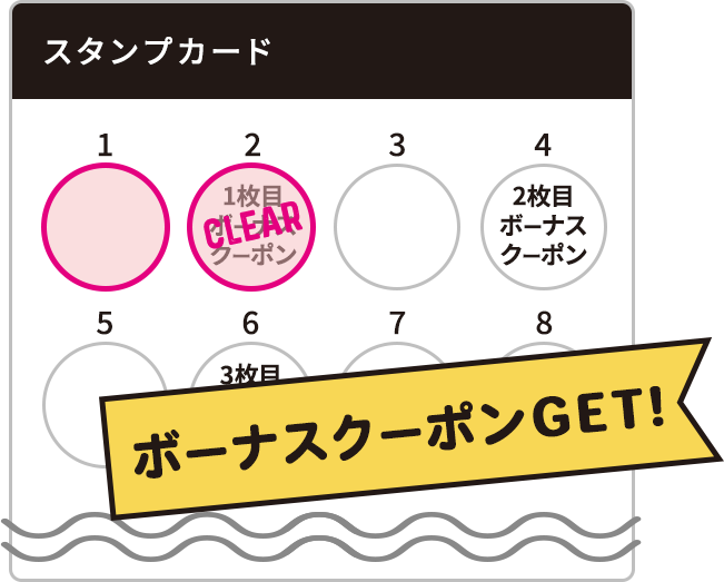 スタンプカード ボーナスクーポンGET!
