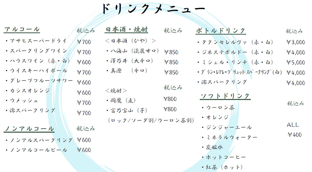 飲み放題ドリンク
